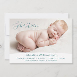 Baby Birth Stats Photo Announcement Card