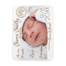 Baby Birth Stats & Photo Monogram Custom Keepsake