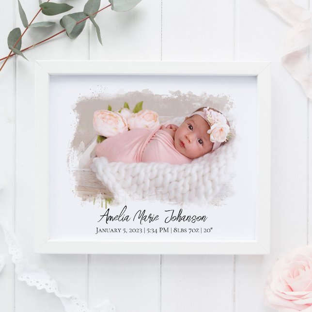 Baby Birth Stats Photo Newborn Keepsake Nursery   Poster (Creator Uploaded)
