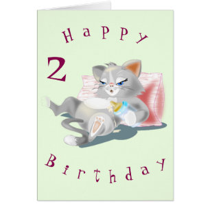 Baby Birthday Card Baby Kitten - Personalised