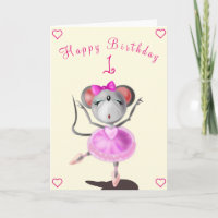 Baby Birthday Card Ballet Dancer Mouse