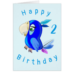Baby Birthday Card Card Blue Parrot - Personalised