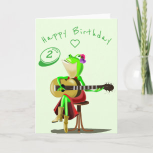 Baby Birthday Card Guitar Player Frog Personalised