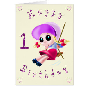Baby Birthday Card Happy Girl - Personalised