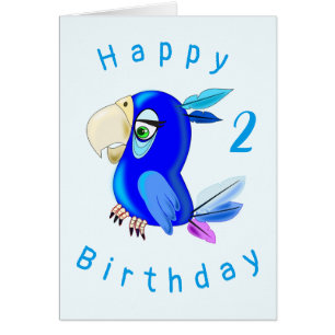 Baby Birthday Card Little Blue Parrot Personalised