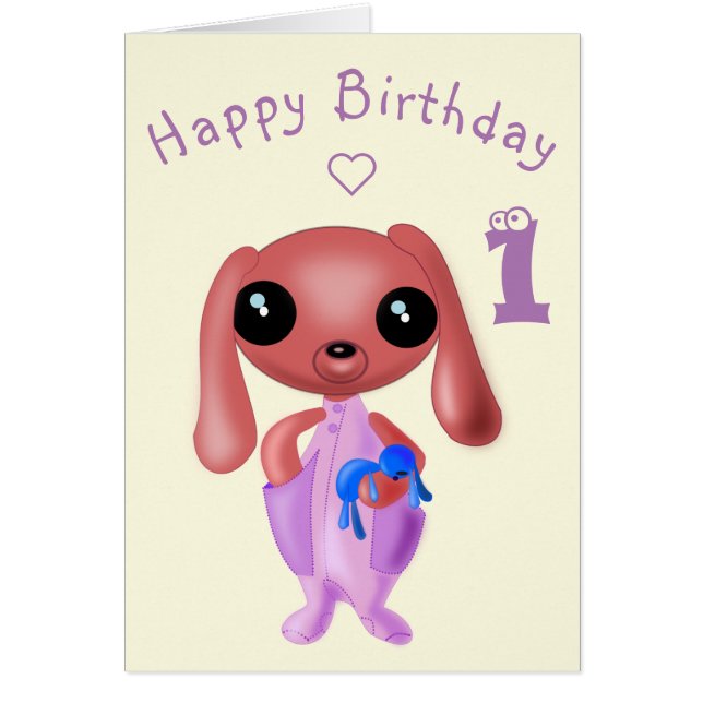 Baby Birthday Card Little Bunny - Petsonalized (Front)