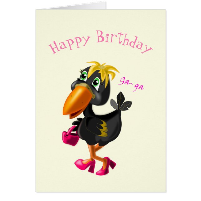 Baby Birthday Card Modern Bird - Fun (Front)