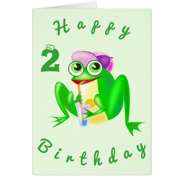 Baby Birthday Card Party Frog - Personalised (Front)