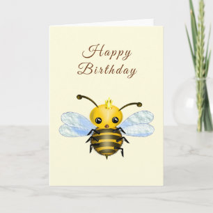 Baby Birthday Card Queen Bee - Your Text Name