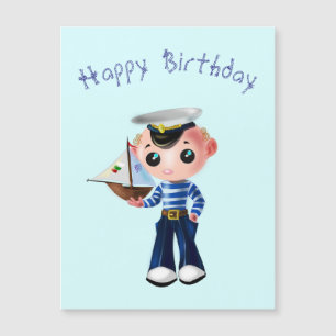 Baby Birthday Card with Little Sailor Boy