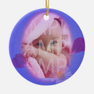 baby birthday record holiday ornaments. blue frame ceramic tree decoration