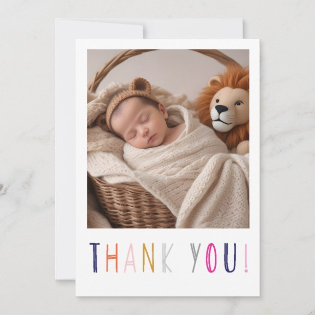 Baby birthday thank you card for gifts (Front)