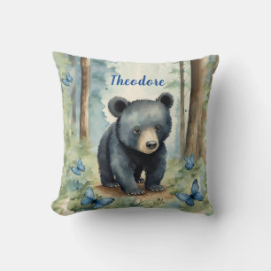 Baby Black Bear Boys Personalised Cushion