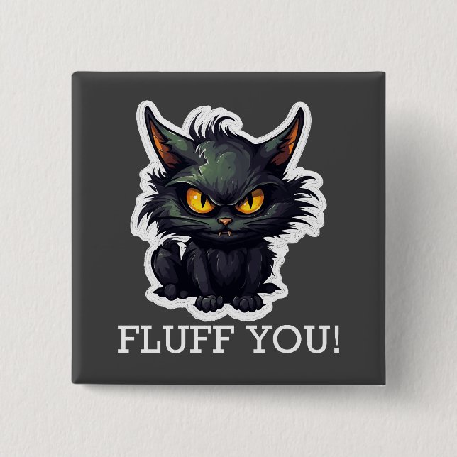Baby Black Cat Design - Square Button (Front)