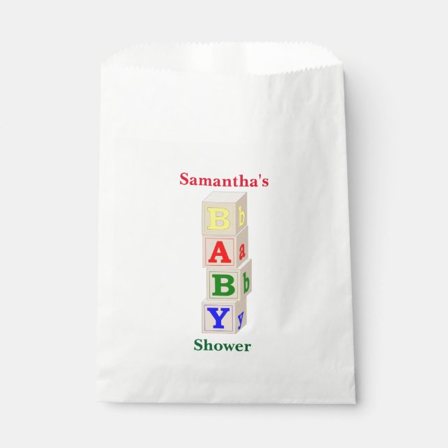 Baby Blocks Baby Shower Favour Bag (Front)