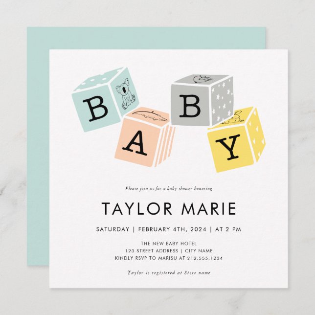 Baby Blocks | Baby Shower Gender Neutral Invitation (Front/Back)