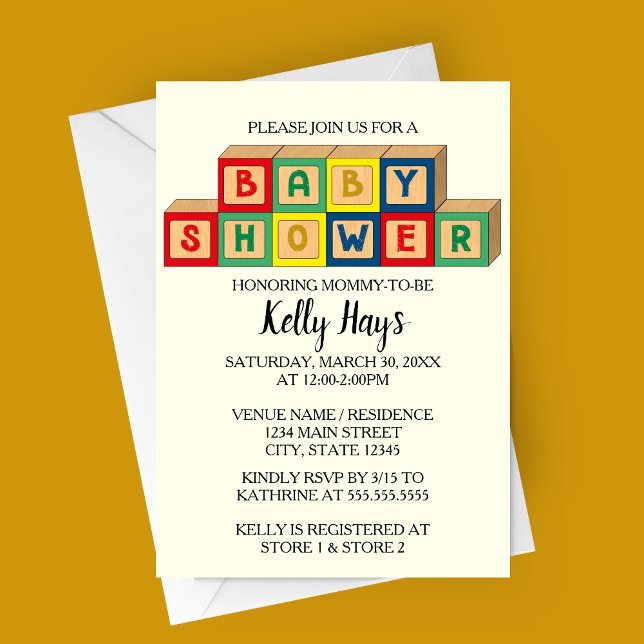 Baby Blocks Baby Shower Invitation (Baby Blocks Baby Shower Invitation - gender neutral baby shower invitation )