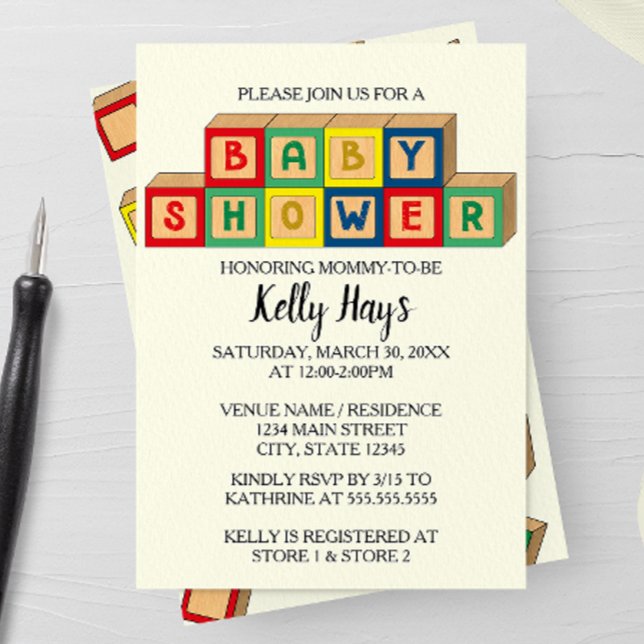 Baby Blocks Baby Shower Invitation (Creator Uploaded)