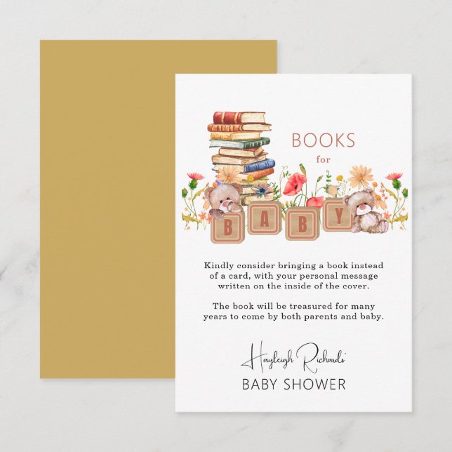 Baby Blocks, Bears, and Wildflowers Book Request Enclosure Card (Front/Back)