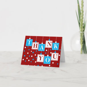 BABY Blocks Blue Red White Thank You Card
