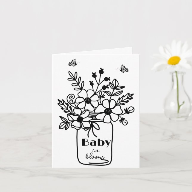 BABY BLOOM BLACK & WHITE DIGITAL DOWNLOAD INVITE (Small Plant)