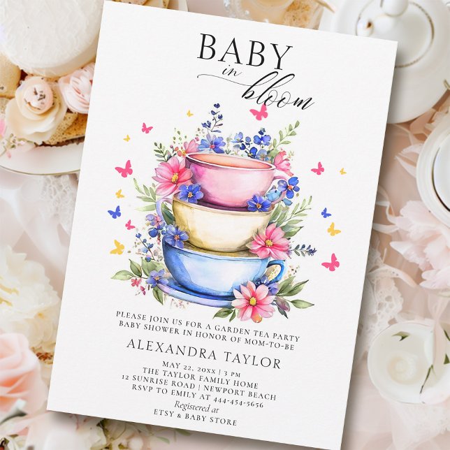 Baby Bloom Tea Party Wildflowers Baby Girl Shower Invitation (baby in bloom shower invitation wildflowers garden tea party colorful summer spring)