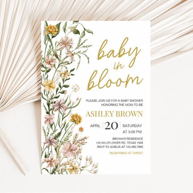 Baby Bloom Wildflower Spring Baby Shower Invitation (Floral Baby in Bloom Baby Shower Invitation)