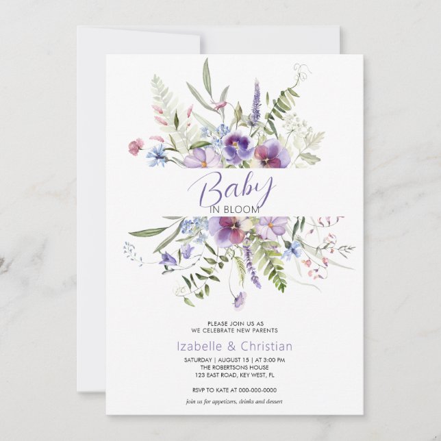 Baby Bloom Wildflowers Botanical Rustic Invitation (Front)
