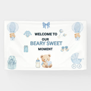 BABY BLUE 3' X 5' VINYL BEARY SWEET BABY SHOWER BANNER