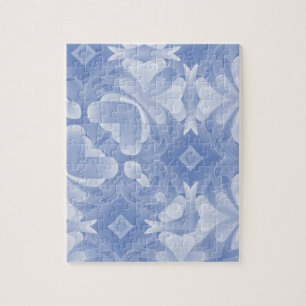 Baby Blue Abstract Hearts and Diamonds Jigsaw Puzzle