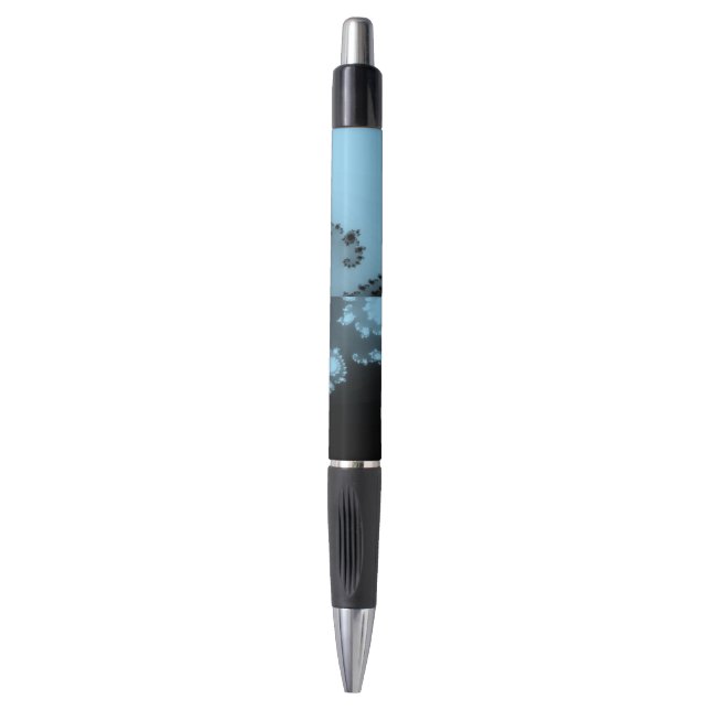 Baby Blue and Black Fractal Pen (minimum of 6) (Front Vertical)