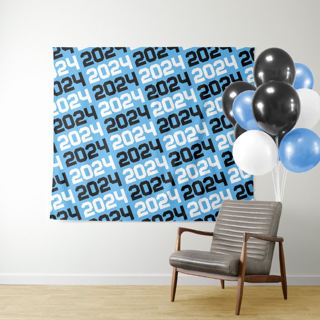 Baby Blue and Black Graduation Backdrop Tapestry (Creator Uploaded)