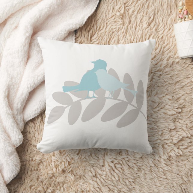 Baby Blue and Grey Birds Cushion (Blanket)