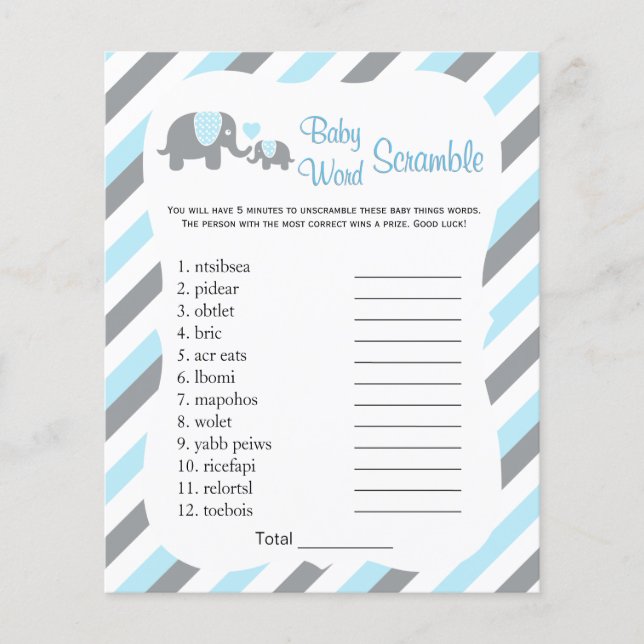 Baby Blue and Grey Stripe Elephant - Scramble Flyer (Front)