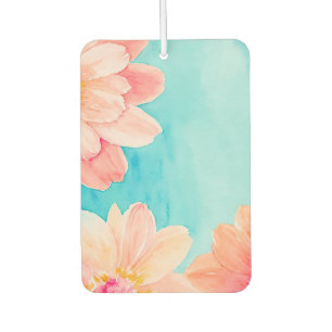 Baby Blue and Pink Floral Watercolor Car Air Freshener