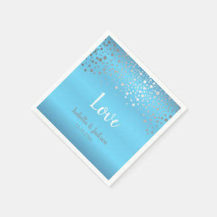 Baby Blue and Silver Confetti Dots Napkin