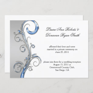 Baby Blue and Silver Ornate Post Wedding Invitation