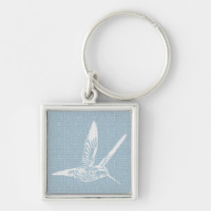 Baby Blue and White Elegant Hummingbird Key Ring