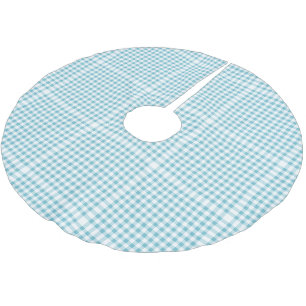 Baby Blue and White Gingham Pattern Brushed Polyester Tree Skirt