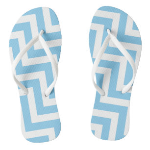 Baby Blue and White Large Diagonal Chevron Stripes Jandals