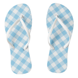 Baby Blue and White Large Diagonal Gingham Checks Jandals