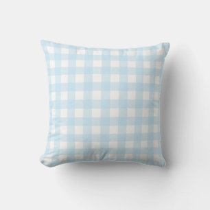 Baby Blue and White Large Gingham Pattern. Cushion