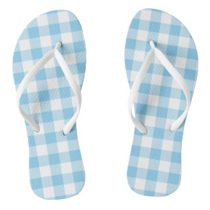 Baby Blue and White Large Size Gingham Checks Jandals
