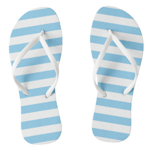 Baby Blue and White Large Size Horizontal Stripes Jandals