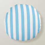 Baby Blue and White Large Size Stripes Round Cushion<br><div class="desc">Baby blue and white large size stripes pattern,  a simple but elegant design</div>