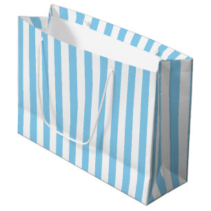 Baby Blue and White Large Size Vertical Stripes Large Gift Bag