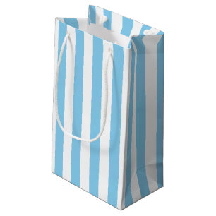 Baby Blue and White Large Size Vertical Stripes Small Gift Bag