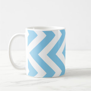 Baby Blue and White Large Vertical Chevron Pattern Coffee Mug
