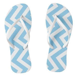 Baby Blue and White Large Vertical Chevron Stripes Jandals