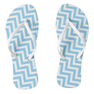 Baby Blue and White Medium Diag. Chevron Stripes Jandals